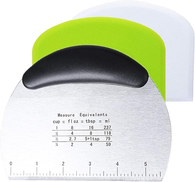 3-Piece Stainless Steel Dough Scraper set + Pizza Spatula Set – Kitchen Baking by Unknown