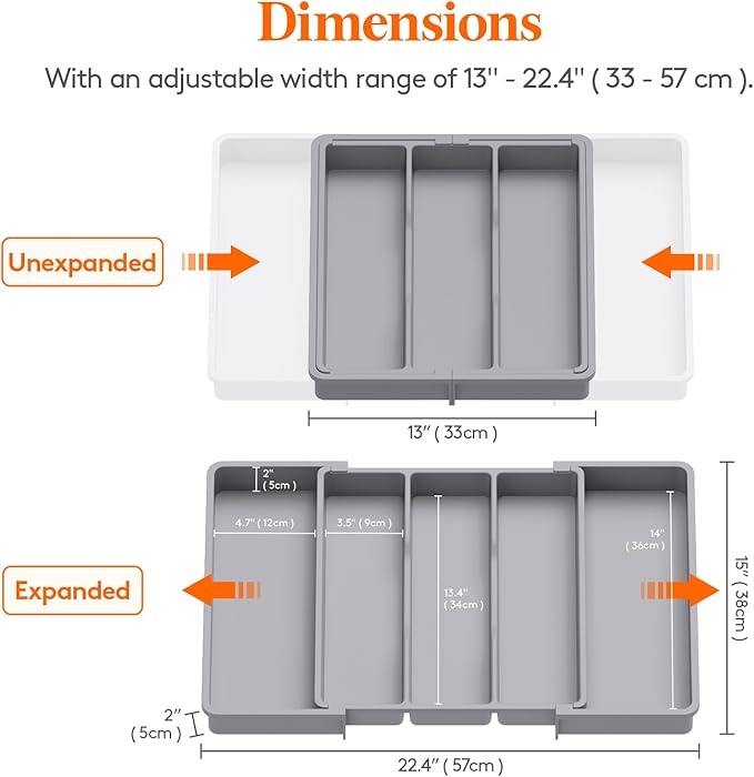 Lifewit Utensil Organizer for Kitchen Drawers, Expandable Cooking Utensil Tray - Image 2