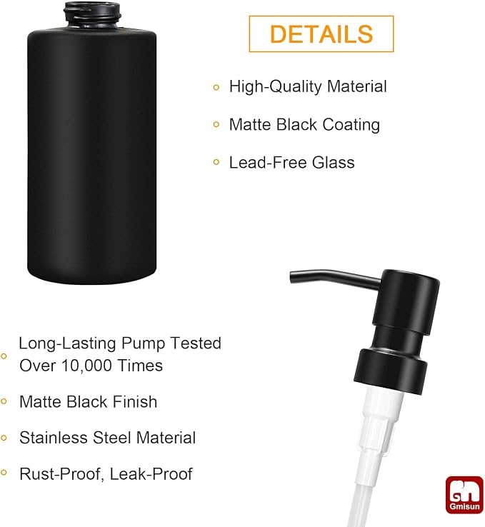 GMISUN Black Soap Dispenser, Hand Soap Dispenser - Image 3