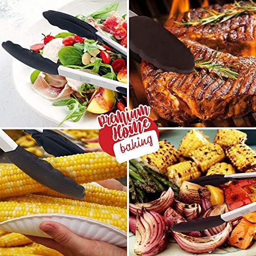 Boxiki Kitchen Silicone-Tip Tongs, Stainless Steel, Set of 2