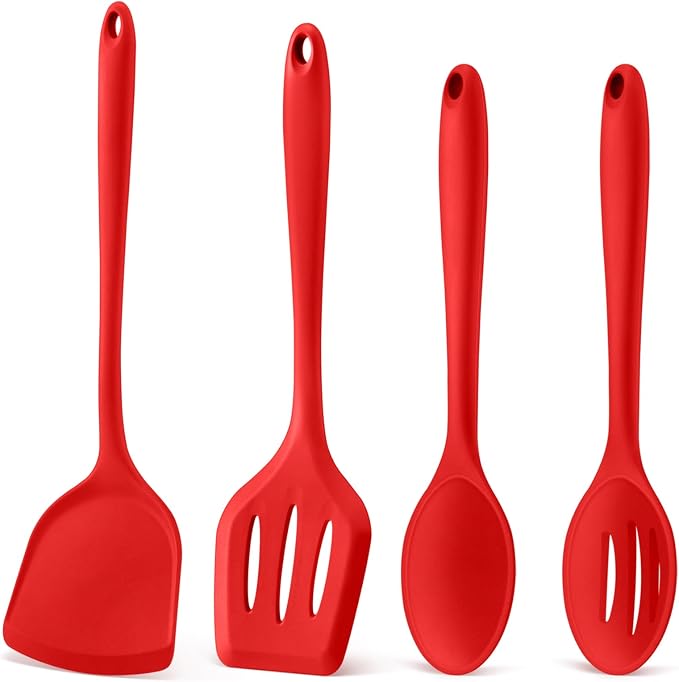 P&P CHEF Kitchen Utensil Set, 4 Pieces Non-stick Silicone Cooking Utensils by PPCHEF