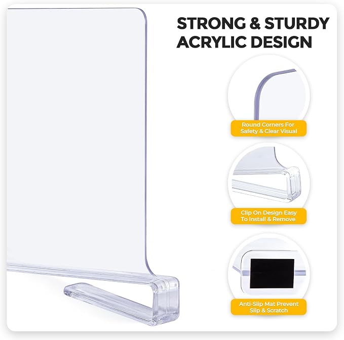 JOY DECOR 2 Pack Acrylic Clear Shelf Dividers - Image 5