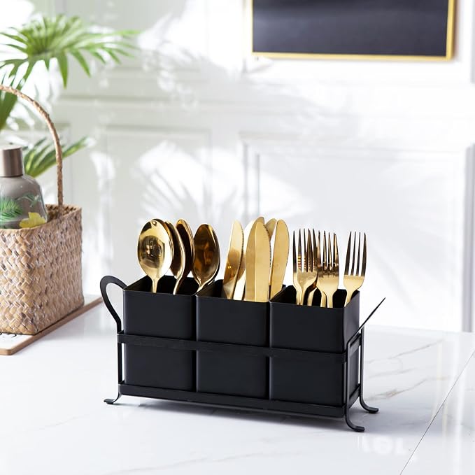 NelyBet Flatware, Kitchen Utensil & Silverware Caddy Organizer Bin Holder - Image 3