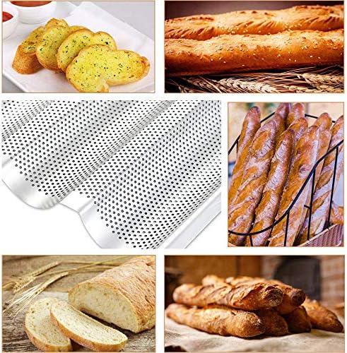AYCCNH Stainless Steel French Baguette Bread Pan, Perforated Loaf Pans