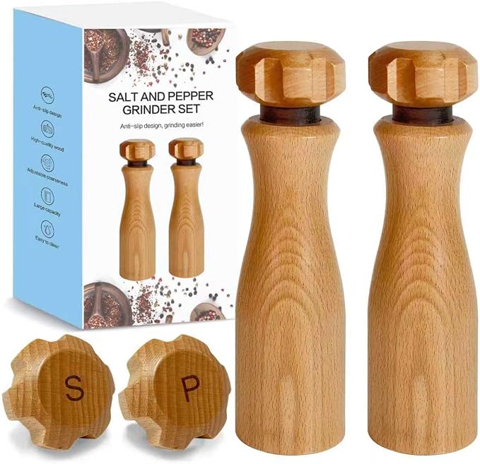 Wooden Salt And Pepper Grinder Set –【Gear-Shape Knob & Effortless Grinding】8 by Unknown