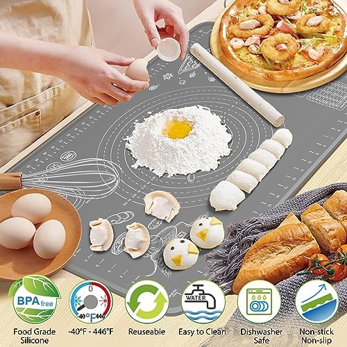 Silicone Baking Mat 32x24 inch, Extra Thick Non-stick Pastry Mat with