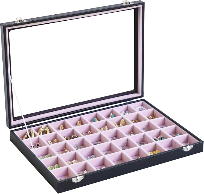 Stratalife Jewelry Organizer 40 Grid Pink Black Jewelry Tray by Stratalife