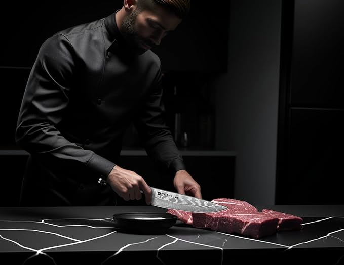 WIZEKA Damascus Chef Knife Set: 3 PCS, Super Sharp Kitchen Knives: Made of - Image 6