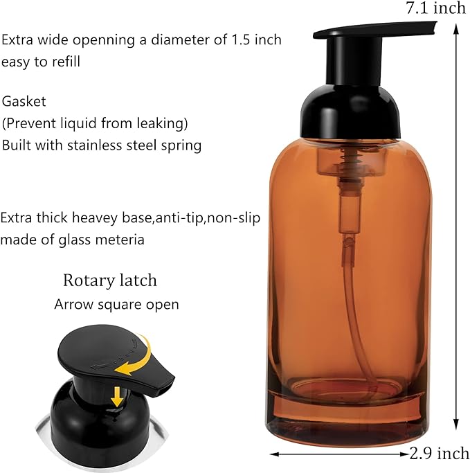 rejomiik 2 Pack Foaming Soap Dispenser Thick Glass Foam Hand Soap Dispenser - Image 5