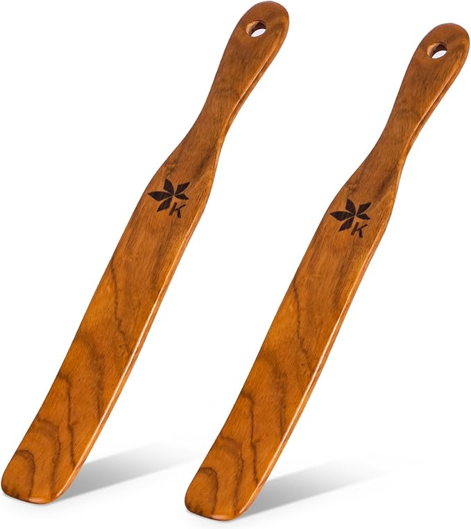2 Pack Spurtle for Sourdough Starter, Danish Dough Whisk and Jar Spatula by Keyloland