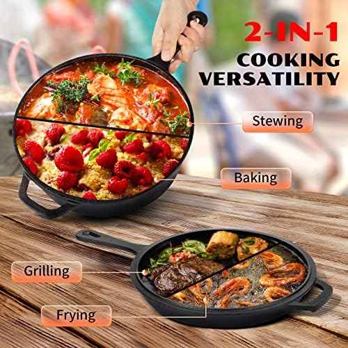 Overmont 2-in-1 Cast Iron Dutch Oven - 3.2QT Deep Pot with Lid Recipe