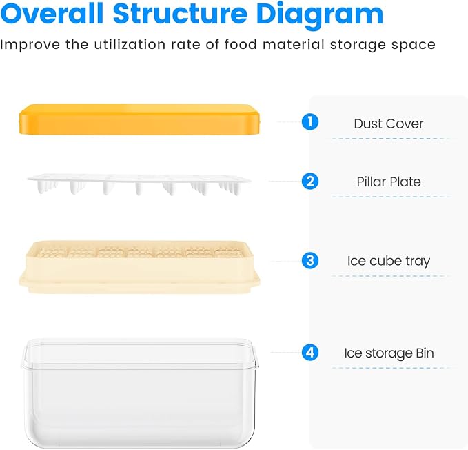 Ice Cube Tray with Lid and Bin, Ice Trays - Image 7