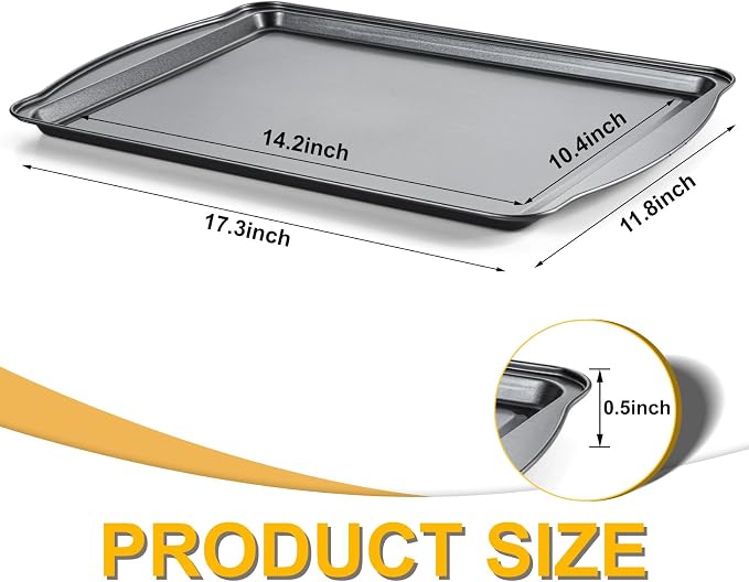 Baking Sheet Set of 2-17" x 11" x 0.5" Carbon Steel Cookie Sheet - Image 2