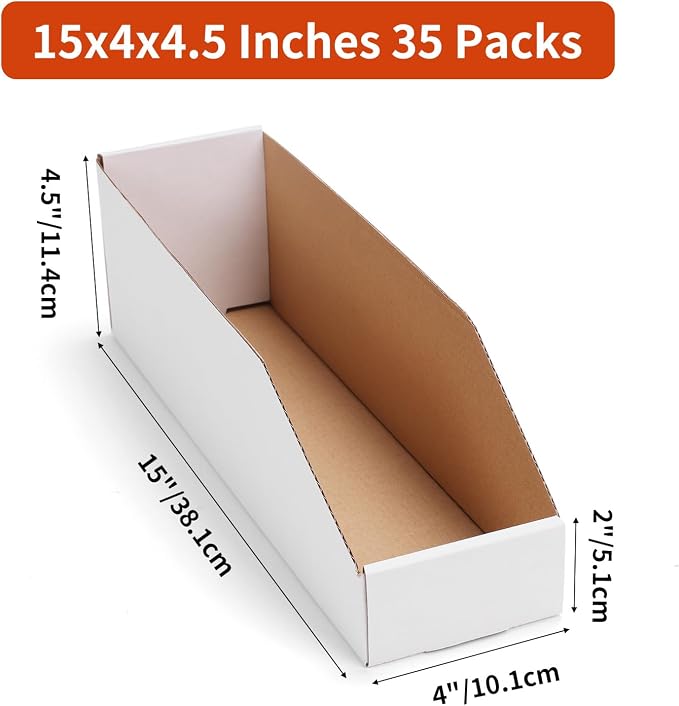 ZBEIVAN Cardboard Storage Bins Boxes 35 Packs 15x4x4.5 Inches, Easy Assembly - Image 2