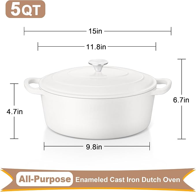 E-far 5QT Oval Dutch Oven Pot - Image 2