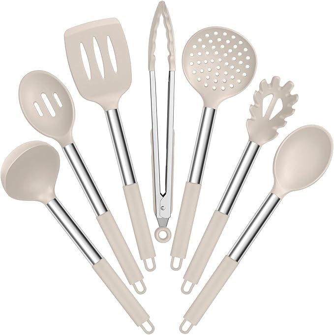 E-far Silicone Cooking Utensils Set, Slotted Turner, Soup Ladle, Pasta Server by E-far
