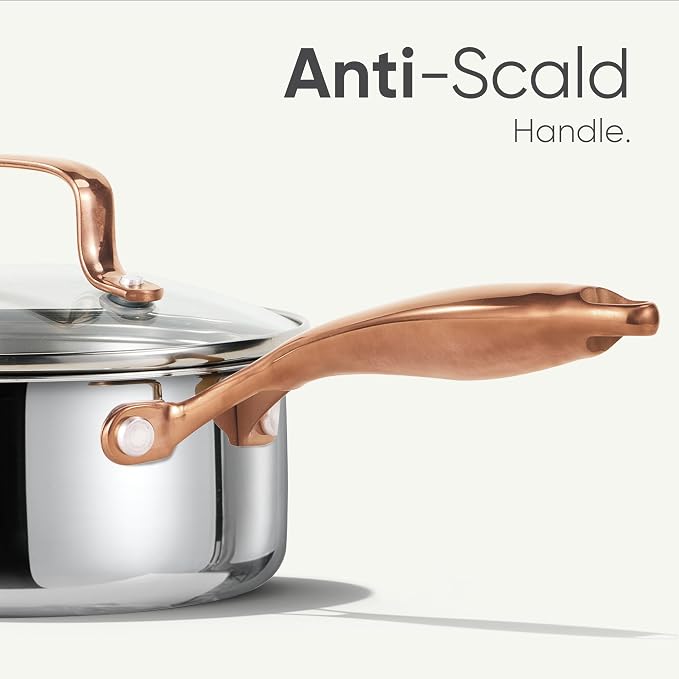 CAROTE 2Qt Stainless Steel Saucepan Set, Non-Toxic 3-Ply Stainless Steel - Image 4