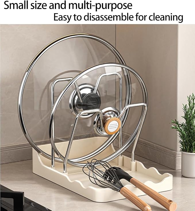 Pot lid Holder And Spoon Rest, 2 Layers Lid And Spoon Rest Pot Lid Organizer - Image 4