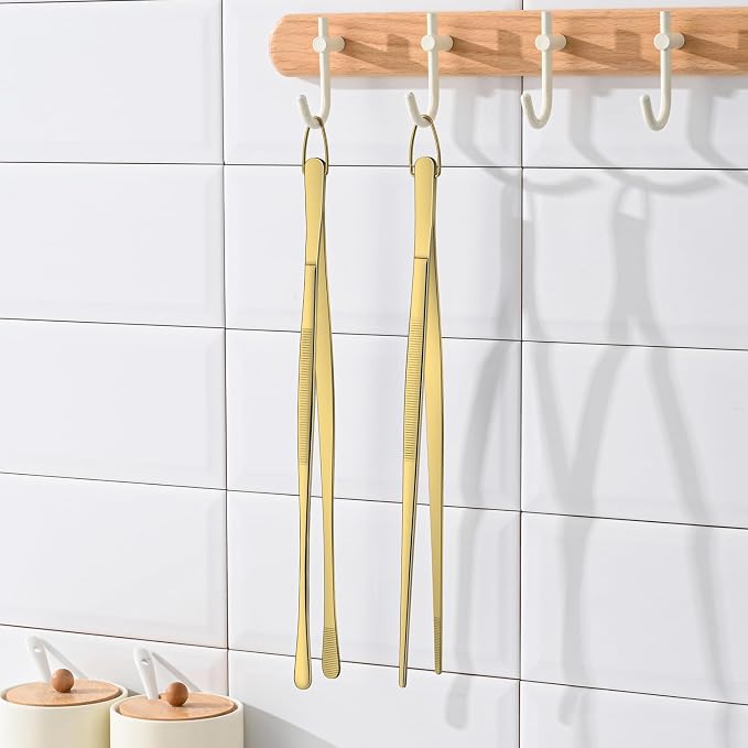 DEHOV 12 Inch Gold Stainless Steel Kitchen Tweezers - Image 4
