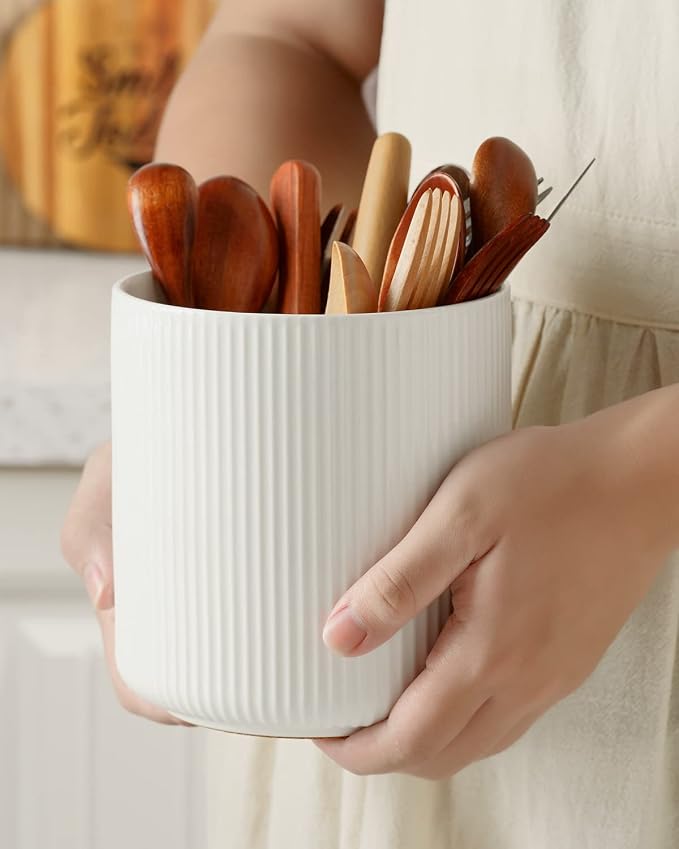 getstar Large Utensil Holder for Kitchen Counter, 5.6" Vintage Ceramic Utensils - Image 5