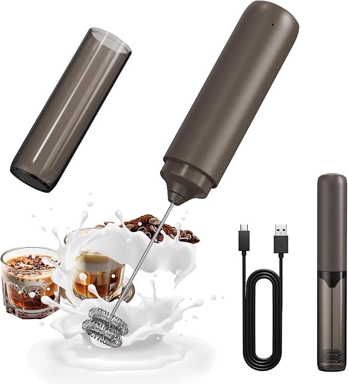 CIRCLE JOY Portable Rechargeable Milk Frother Hanheld, Dual Spring Whisk by CIRCLEJOY