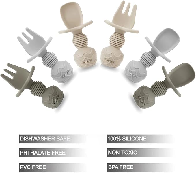 PandaEar 6 Pack Silicone Baby Spoons and Fork Feeding Set- Anti-Choke First - Image 5