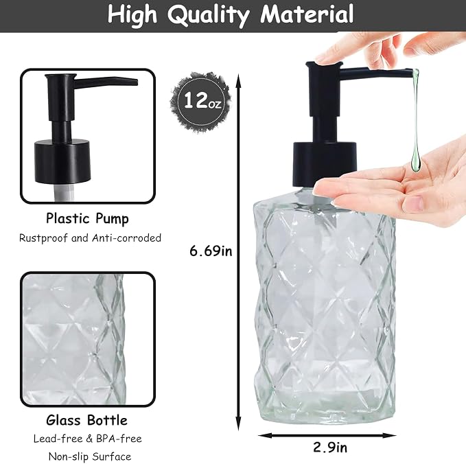Crystal Clear Glass Soap Dispenser - Image 2