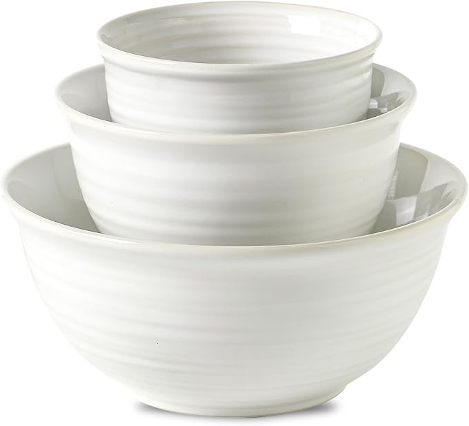 HASENSE Ceramic Mixing Bowls Set, 2.1/1.0/0.5 Qt, Handmade Salad Serving Bowls by Hasense