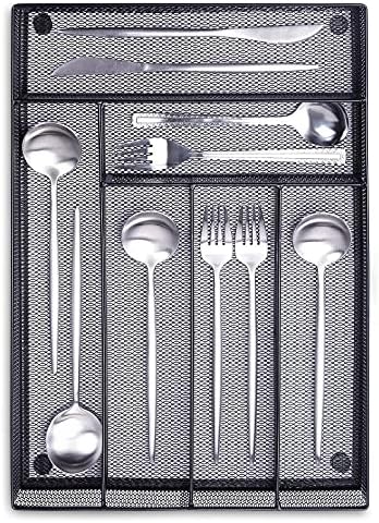 WuGeShop 6 Compartments Metal Mesh Kitchen Flatware Organizer Tray
