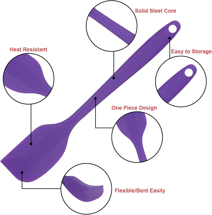 Silicone Spatulas Set, Rubber Spoon Spatula Heat Resistant Spoonula One Piece - Image 5