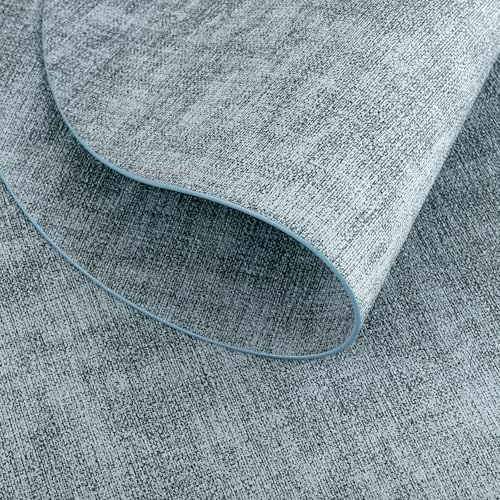 Faux Leather Oval Placemats Set of 6, Light Blue