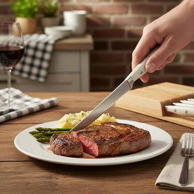 Alata 6-Piece White Steak Knives Set - Image 5