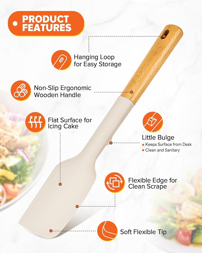 Silicone Spatula Spoon Set, and Spreading, Sturdy BPA-Free Matte Silicone - Image 3