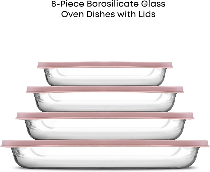 JoyJolt 8-Piece Borosilicate Glass Oven Dishes - Image 2
