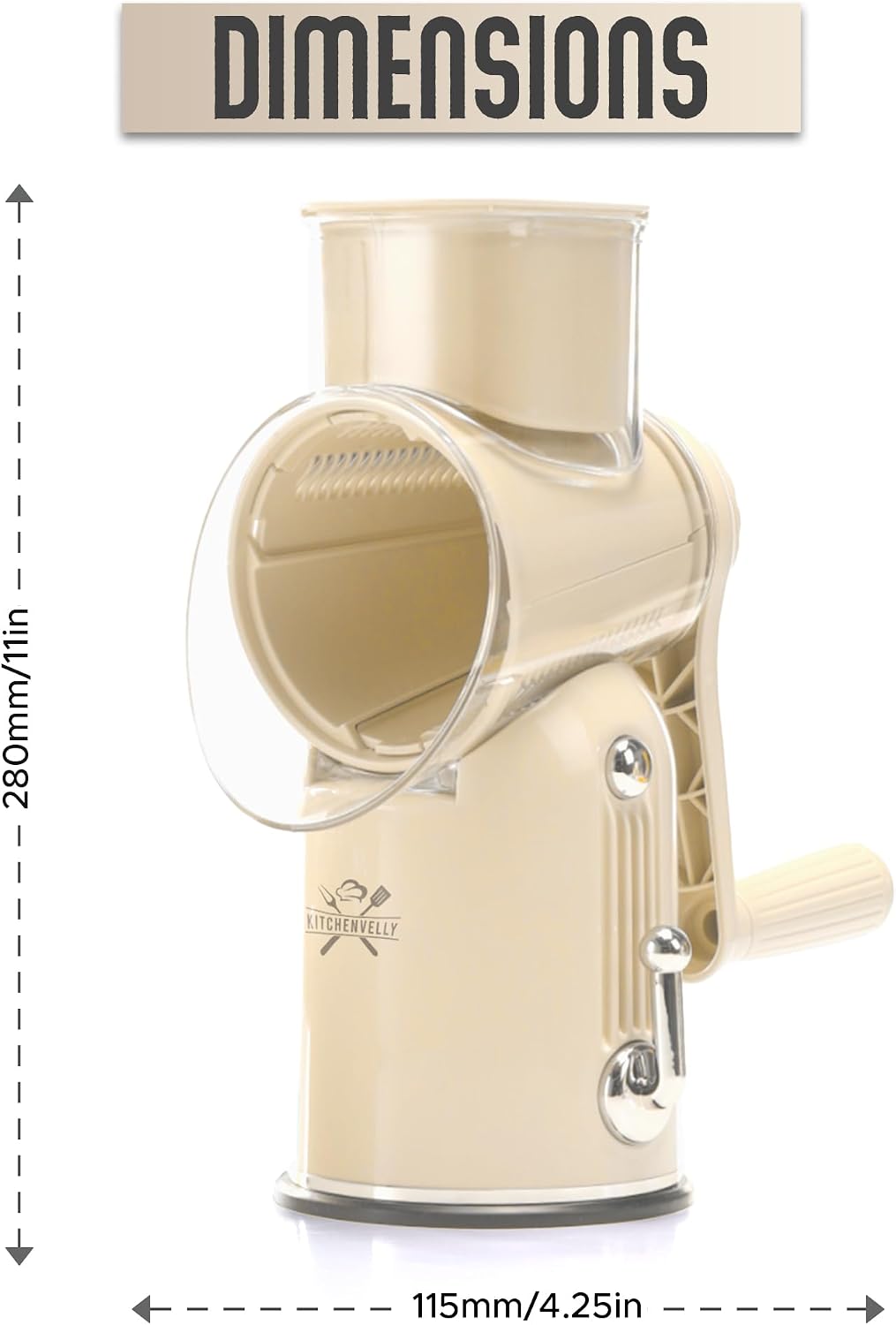 Rotary Cheese Grater Hand Crank, 5 in 1 Vegetable Slicer, Manual