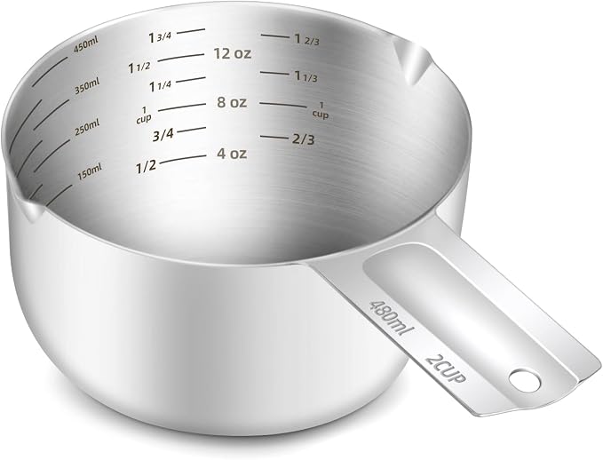 1PCS 2Cup Single Measuring Cup, Etched Inner Scale Stainless Steel Measure Scoop by BERYLER