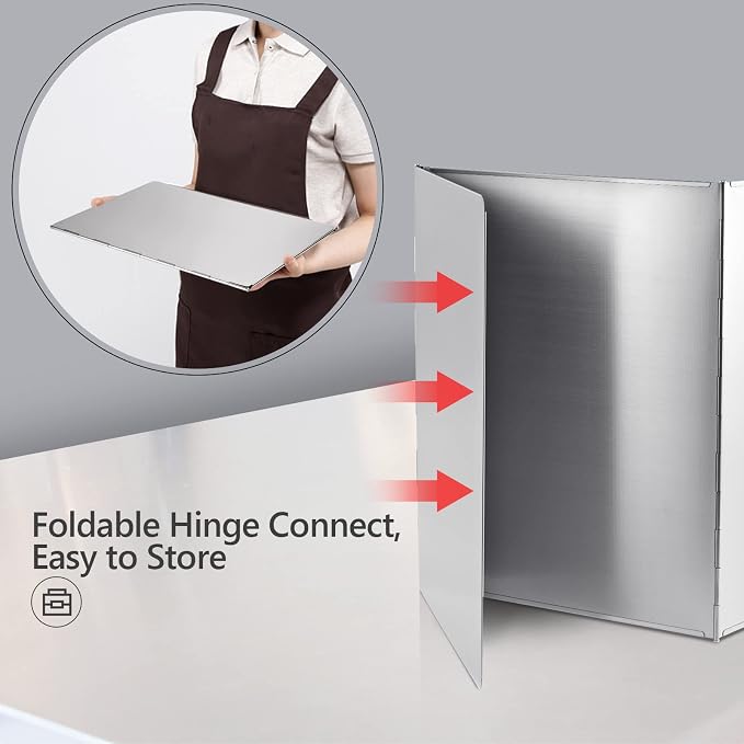 3 Sided Splatter Guard, Anti Splatter Shield Stainless Steel Oil Splatter Guard - Image 4