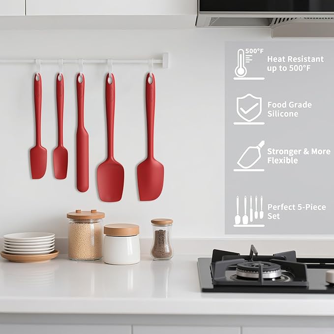 Coukre Silicone Spatula Set of 5, High Temperature Resistant, Food Grade - Image 4