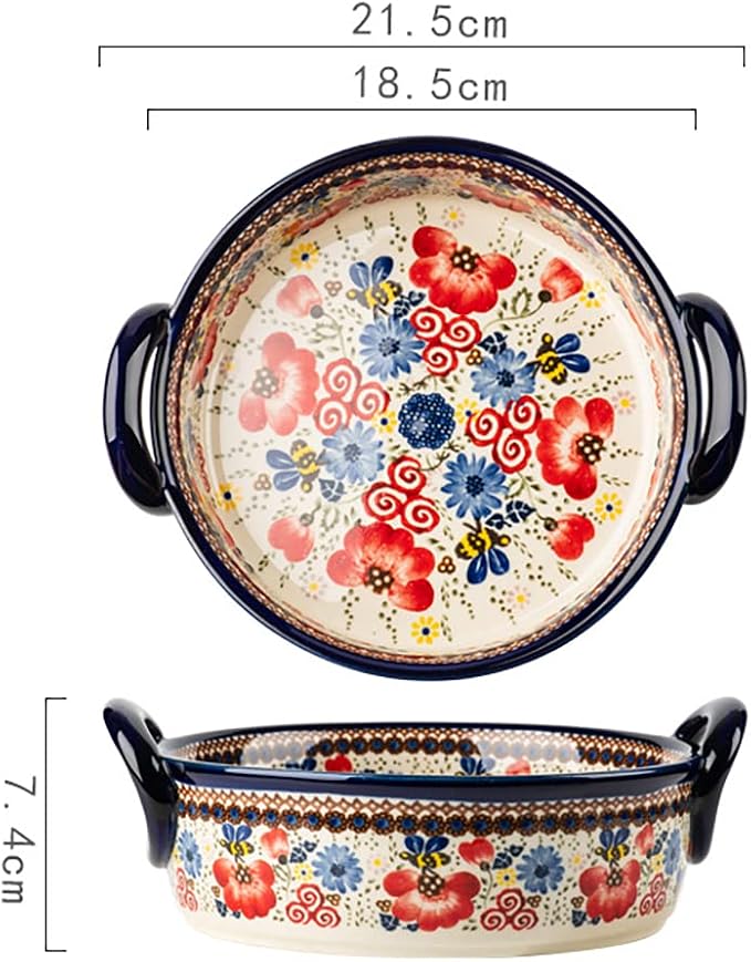 Vintage Flowers Style Ceramic Bakeware Casserole Dish Baking Pan Lasagna Pans - Image 2