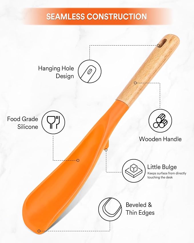 Cooking Spoon and Rice Scooper for Nonstick Cookwares, Wood Handle Spoon for - Image 4