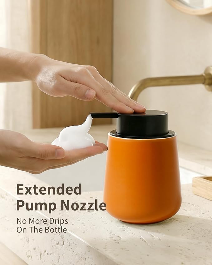 Bosilunlife Ceramic Foaming Soap Dispenser - 12Oz Bathroom Countertop Kitchen - Image 3