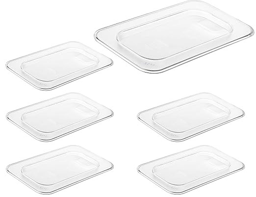 CURTA 6 Pack NSF 1/9 Size Food Pan Cover, Dishwasher & Freezer Safe Plastic by CURTA
