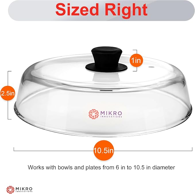 Mikro Innovations 10.5-Inch Glass Microwave Splatter Cover – Borosilicate Glass - Image 3
