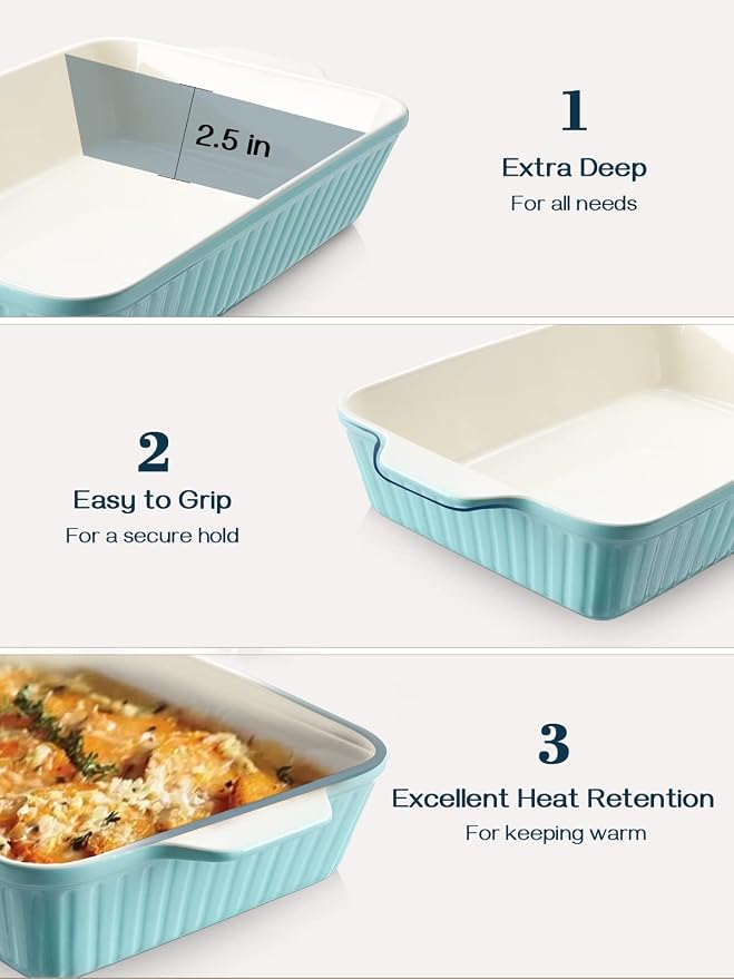 DOWAN 9x13-inch Baking Dish, Deep Casserole Dishes - Image 3