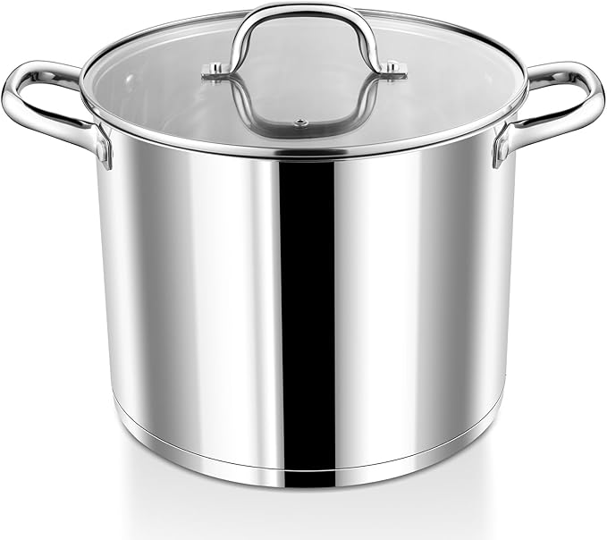 P&P CHEF 10 QT Stock Pot with Lid, Stainless Steel Large Cooking Pot, Soup by PPCHEF