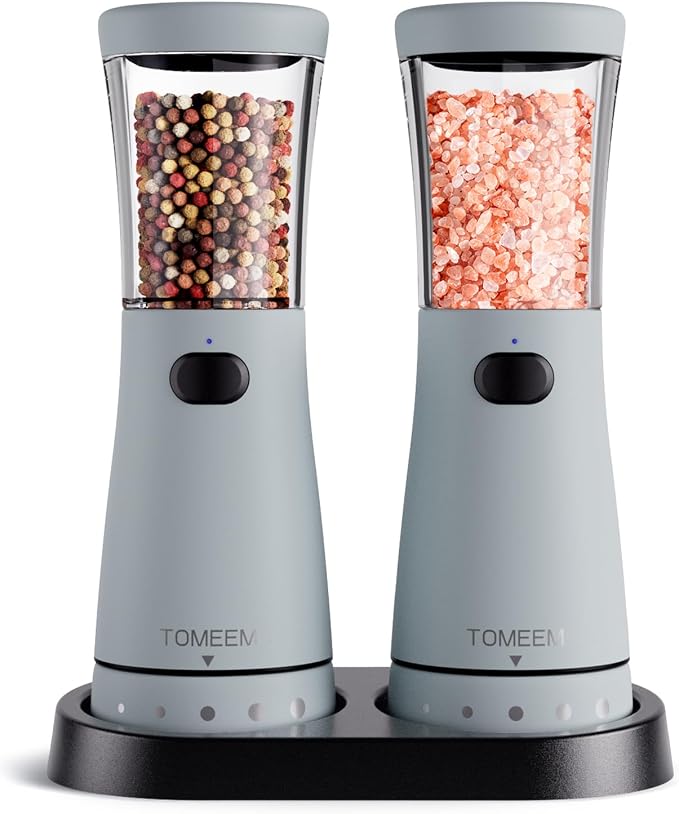 Electric Salt and Pepper Grinder Set by Tomeem