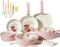 Ceramic Cookware Set Nonstick 23Pcs Pots and Pans Detachable Handle