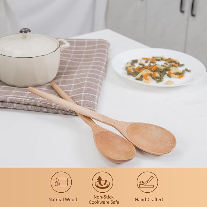 2PCS Wooden Cooking Spoons, 14 Inch Maple Wooden Spoons - Image 5