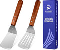 Metal Spatula Set for Kitchen Use, Wood Handle Wok Flat Top Grill Griddle by PETERSHOMEANDKITCHEN