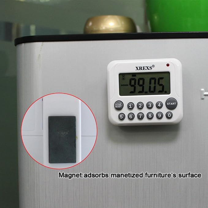 XREXS Digital Kitchen Timer Magnetic Countdown Up Cooking Timer Clock - Image 6